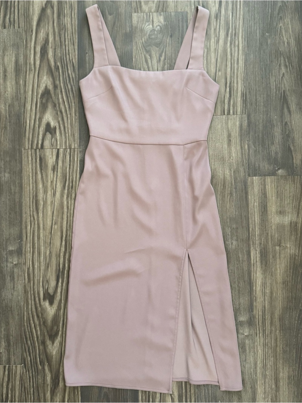 Aritzia Mauve Square-Neck Midi Dress with Front Slit